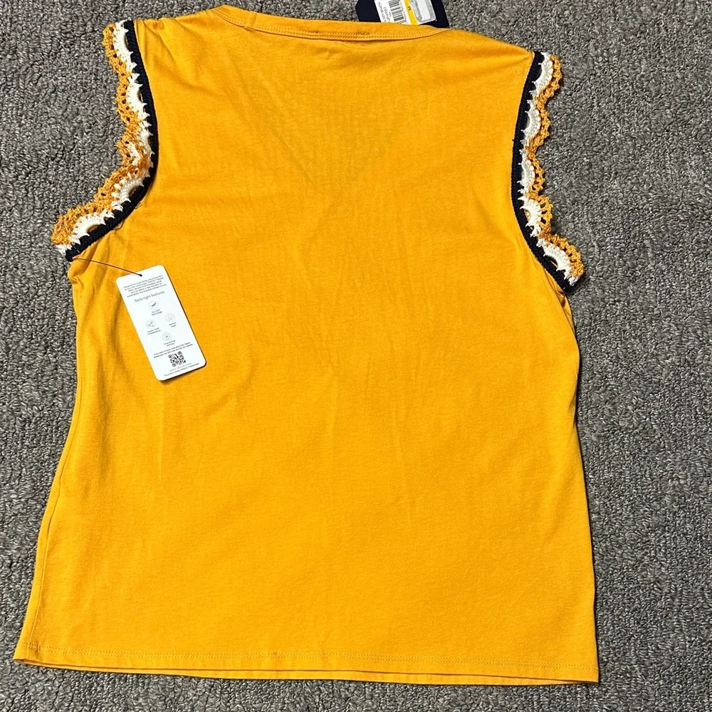 ❣️5|$25❣️Nautica Yellow Tank Top with Lace Trim. 🆕 - Picture 5 of 6